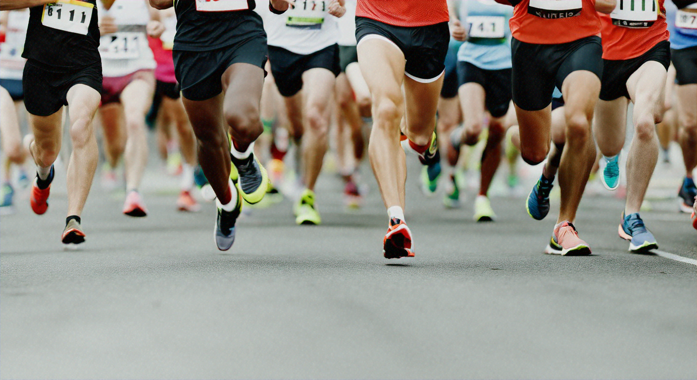 Business professionals at starting line representing AI adoption race